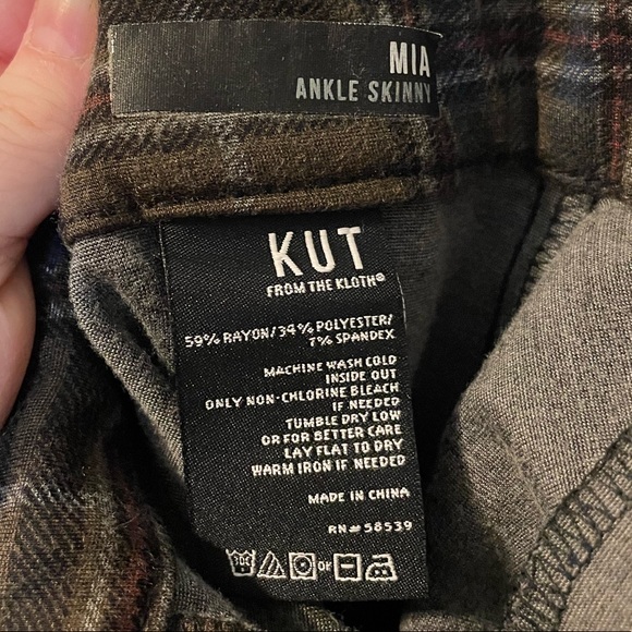 KUT Kut from the Kloth Mia Ankle Skinny brown plaid pants sz 10 *EUC* - Picture 11 of 11